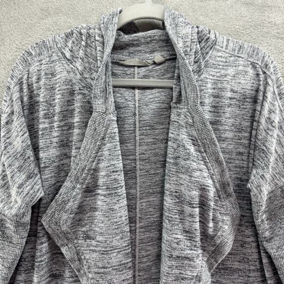 Athleta Sweater Women S Heather Gray Open Front Hoodie Cardigan Pockets Active - Picture 3 of 14